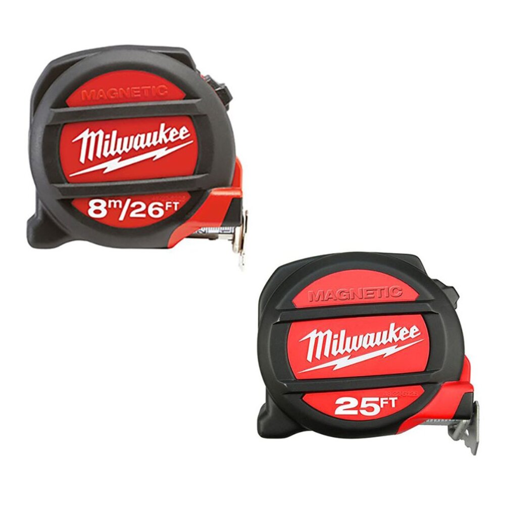 Milwaukee 25 FT.+ 8 M/26 ft. Magnetic Tape Measure Set